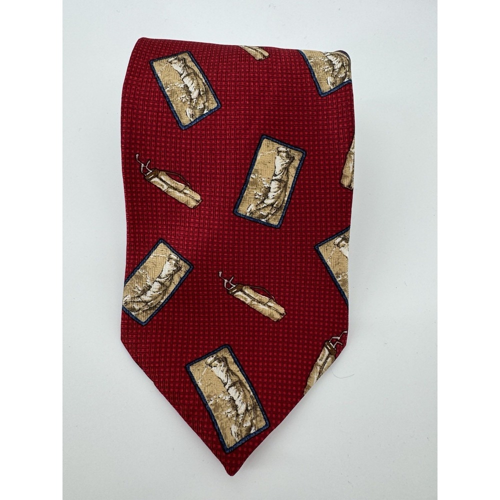 Payne Stewart Silk vintage Men's Tie Red‎ Golf
